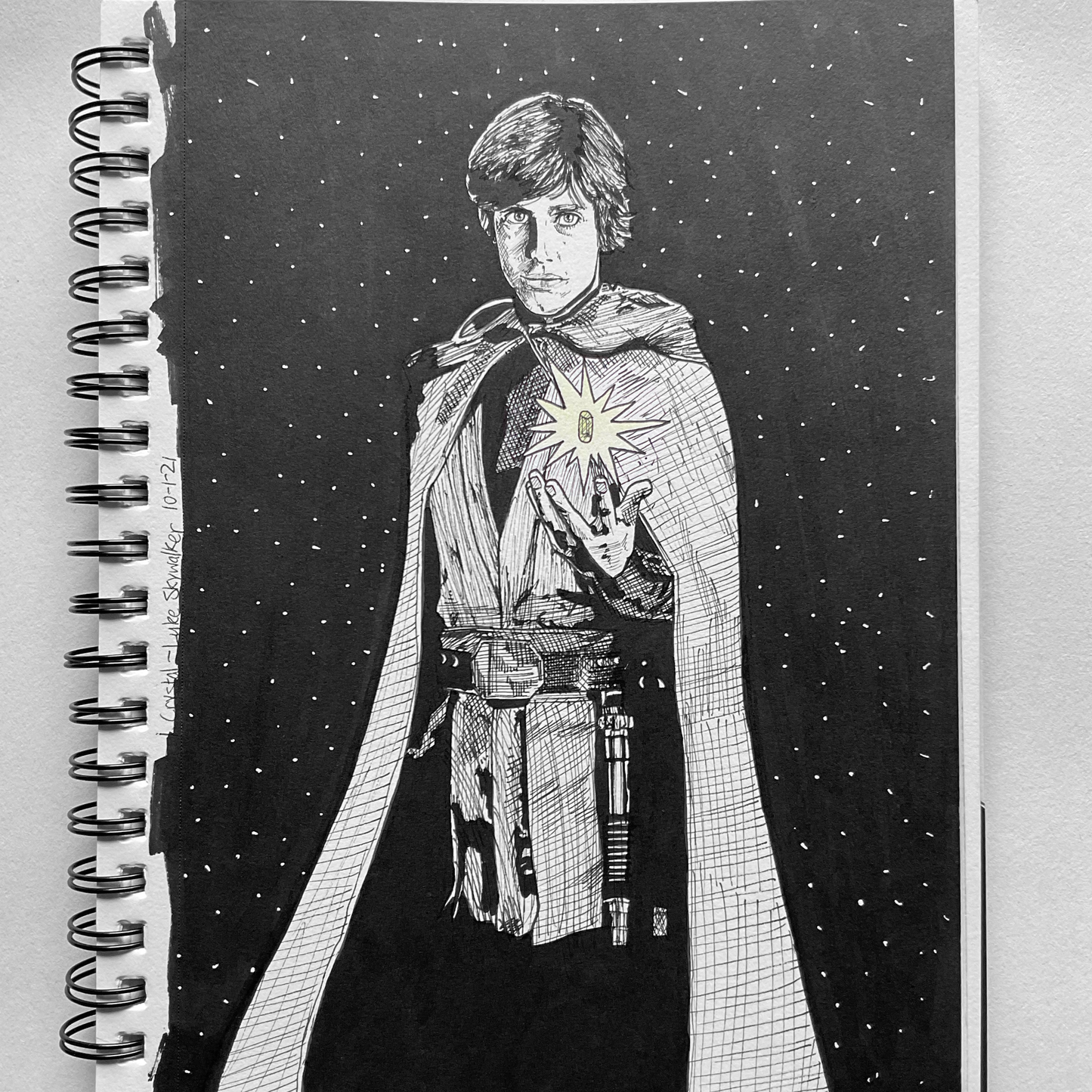 Luke Skywalker: Yellow Crystal | Traditional Drawing
