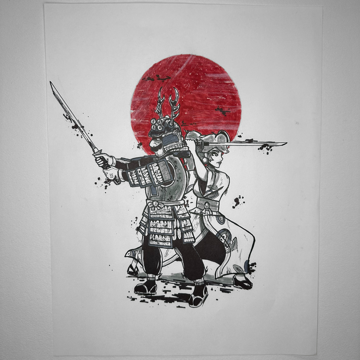 Mario & Peach: Samurai Showdown | Traditional Drawing