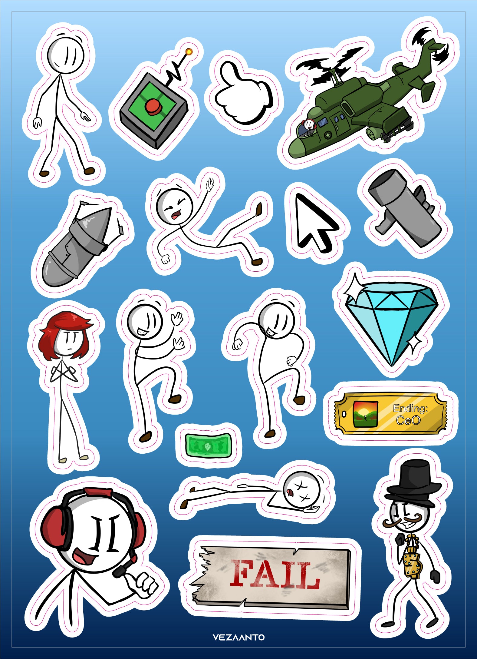 Henry Stickmin | Sticker Sheet – Vezaanto